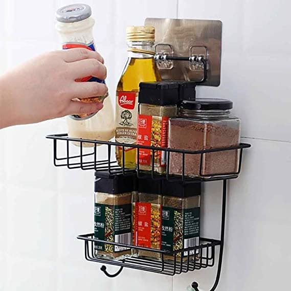 2 Layer Multipurpose Wall Rack, Kitchen Bathroom Corner Shelf Organizer, Bathroom Shower Caddy Basket, Soap Dish Holder Shelf With Hooks, Hanging Shower Caddy Rack, Self Adhesive Storage Organizer 2 Layer Multipurpose Wall Rack, Kitchen Bathroom Corner Shelf Organizer, Bathroom Shower Caddy Basket, Soap Dish Holder Shelf With Hooks, Hanging Shower Caddy Rack, Self Adhesive Storage Organizer